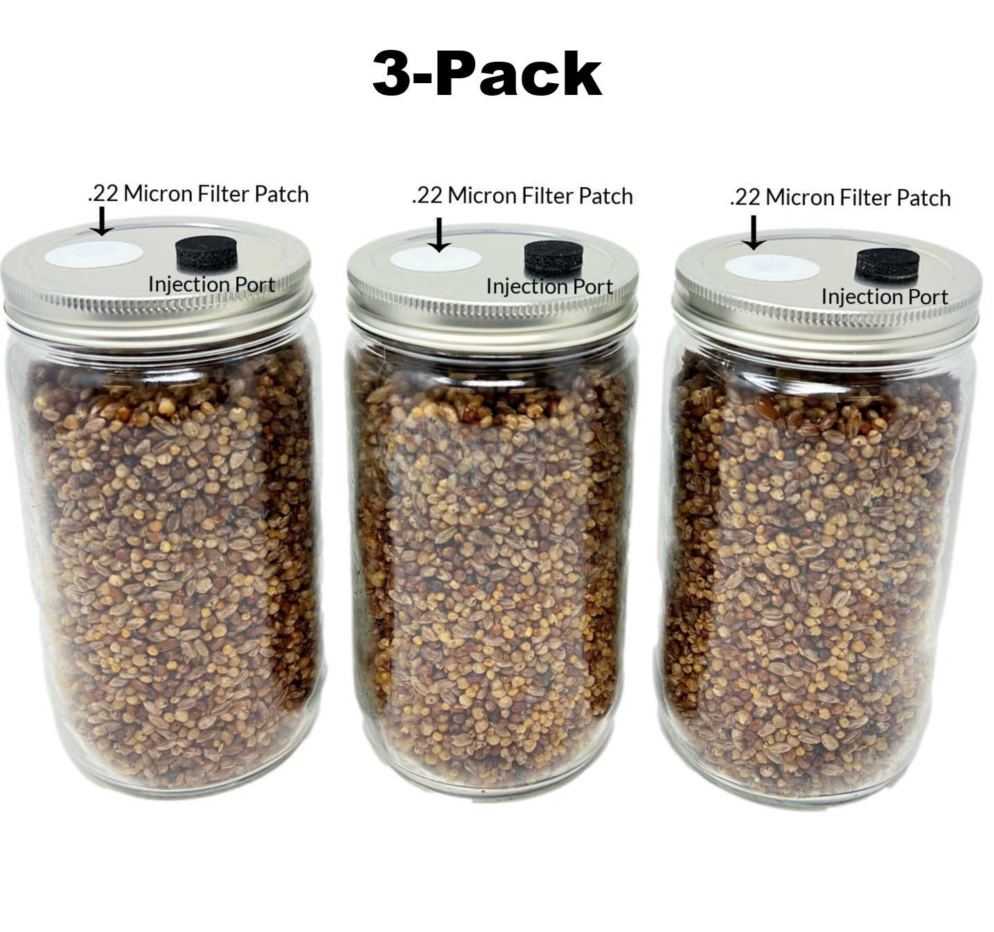 3-Pack Premium Quick-Colonizing 5-grain Jar (32oz)