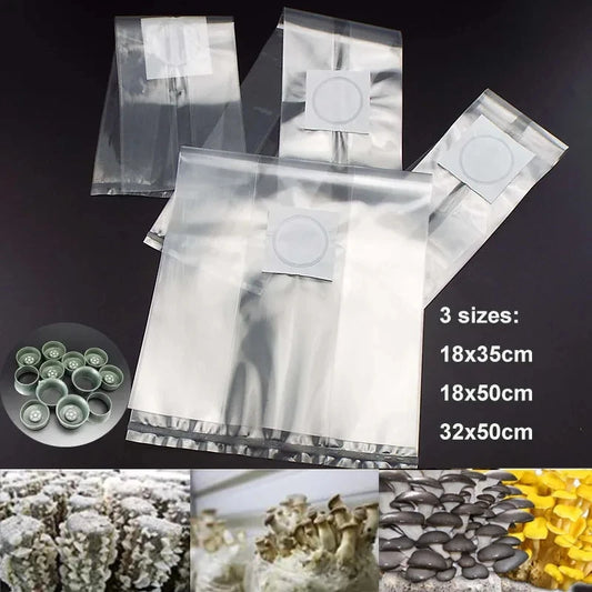 50/100PCS PP Mushroom Spawn Grow Bags Spawn Media Grow Substrate High Temp Pre Sealable Garden Supplies Planting Ventilate Bags